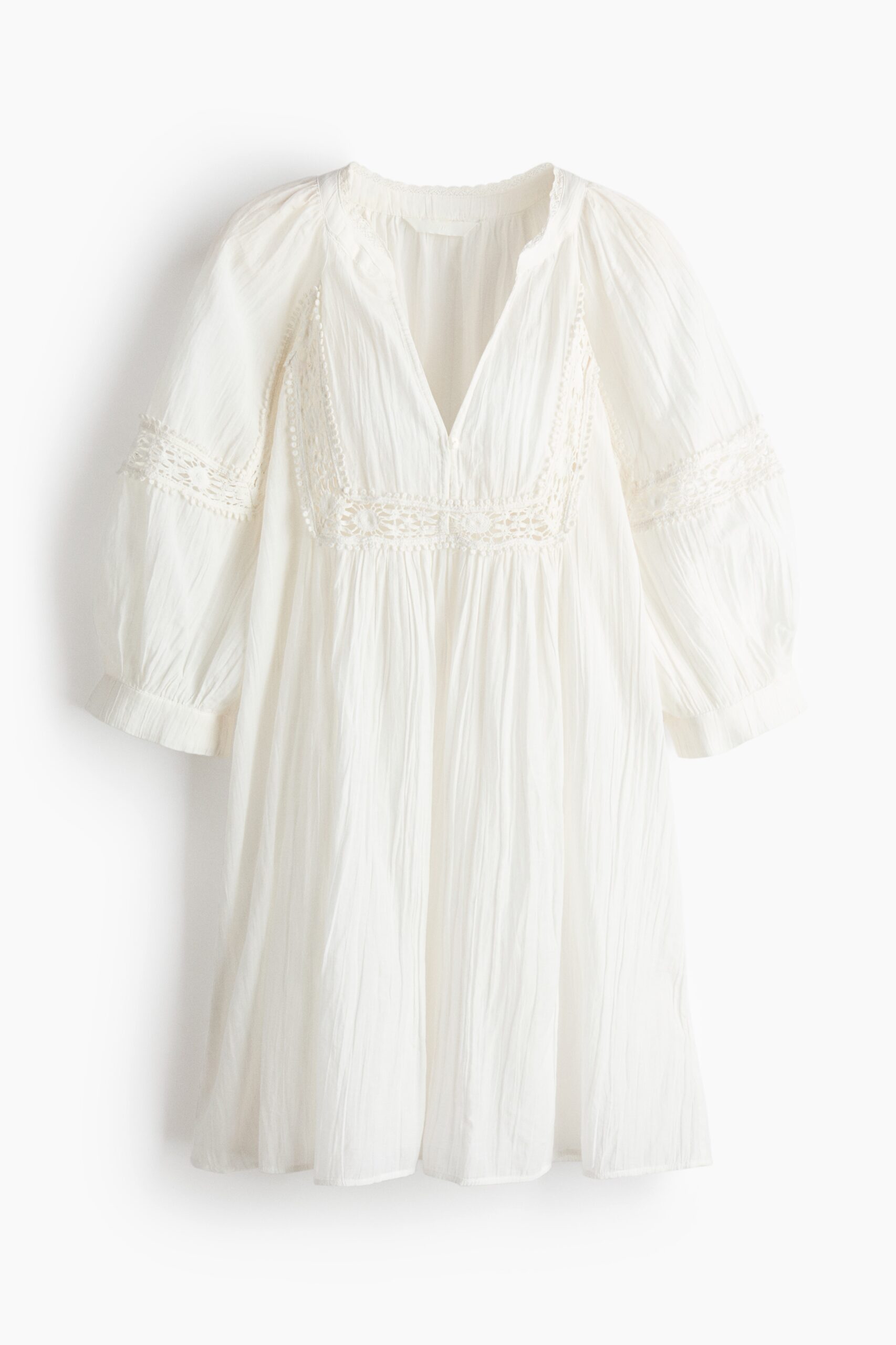 H & M - Tuniekjurk met kanten inzetten - Wit
