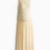 H & M - MAMA Gesmokte tricot jurk - Lichtgeel