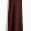 H & M - Katoenen rok met omslagboord - Donkerbruin