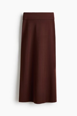 H & M - Katoenen rok met omslagboord - Donkerbruin