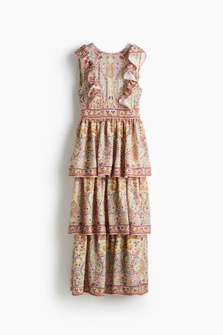 H & M - Jurk met volants - Oranje/Paisleydessin