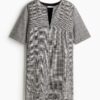 H & M - Jurk met korte mouwen - Zwart/Dogtoothdessin