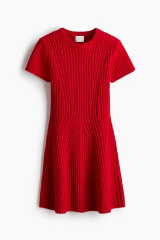 H & M - Ribgebreide jurk - Rood