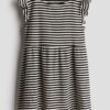 H & M - Jurk van ribtricot - Zwart/Wit Gestreept