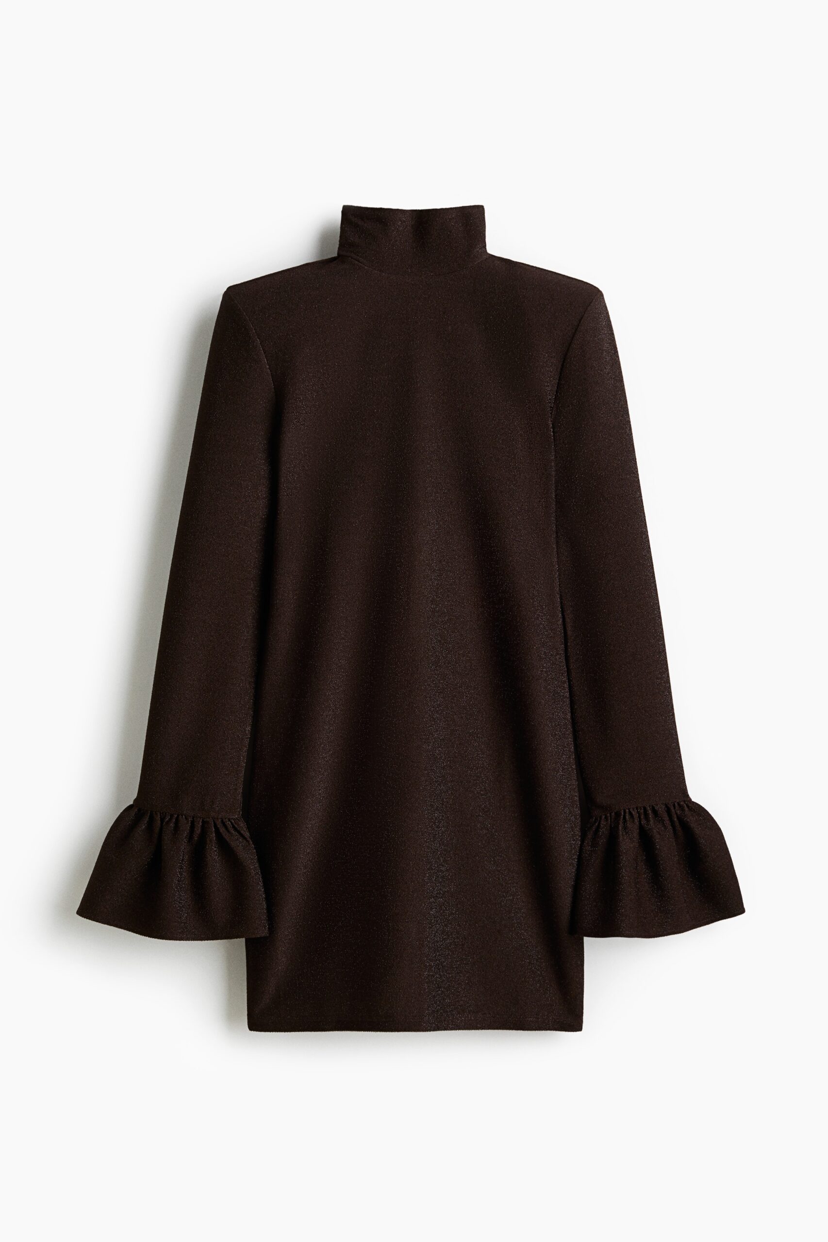 H & M - Glitterende jurk met schoudervullingen - Donkerbruin