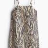 H & M - Jurk met strikbandjes - Lichtbeige/Dessin