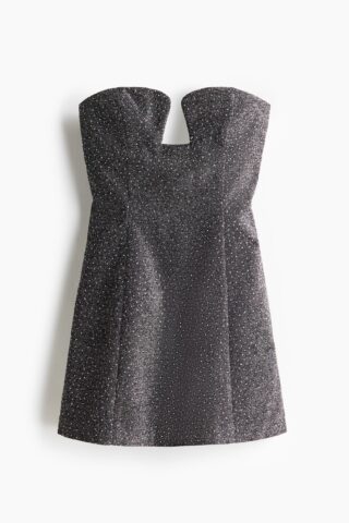H & M - Glitterende bandeaujurk - Zwart/Zilverkleurig