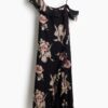 H & M - Asymmetrische cold-shoulderjurk - Zwart/Bloemen