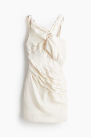 H & M - Asymmetrische linnen mini-jurk - Roomwit