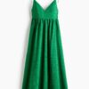 H & M - Jurk met strikbandjes en broderie anglaise - Groen
