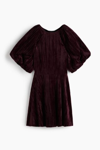 H & M - Jurk met ballonmouwen - Bordeauxrood