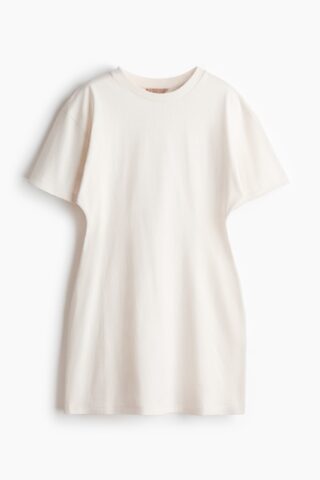 H & M - Katoenen T-shirtjurk met zandlopersilhouet - Ivoorwit
