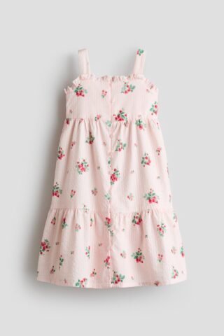 H & M - Katoenen strokenjurk - Lichtroze/Bloemen