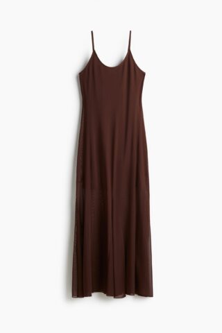 H & M - Strappy jurk van mesh - Donkerbruin