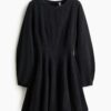 H & M - Denim jurk met uitlopende rok - Denimzwart