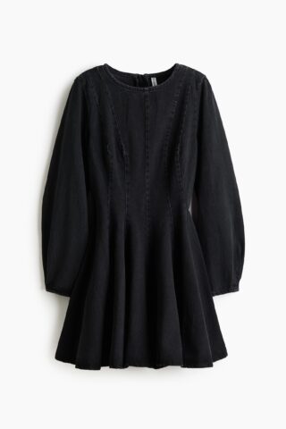 H & M - Denim jurk met uitlopende rok - Denimzwart