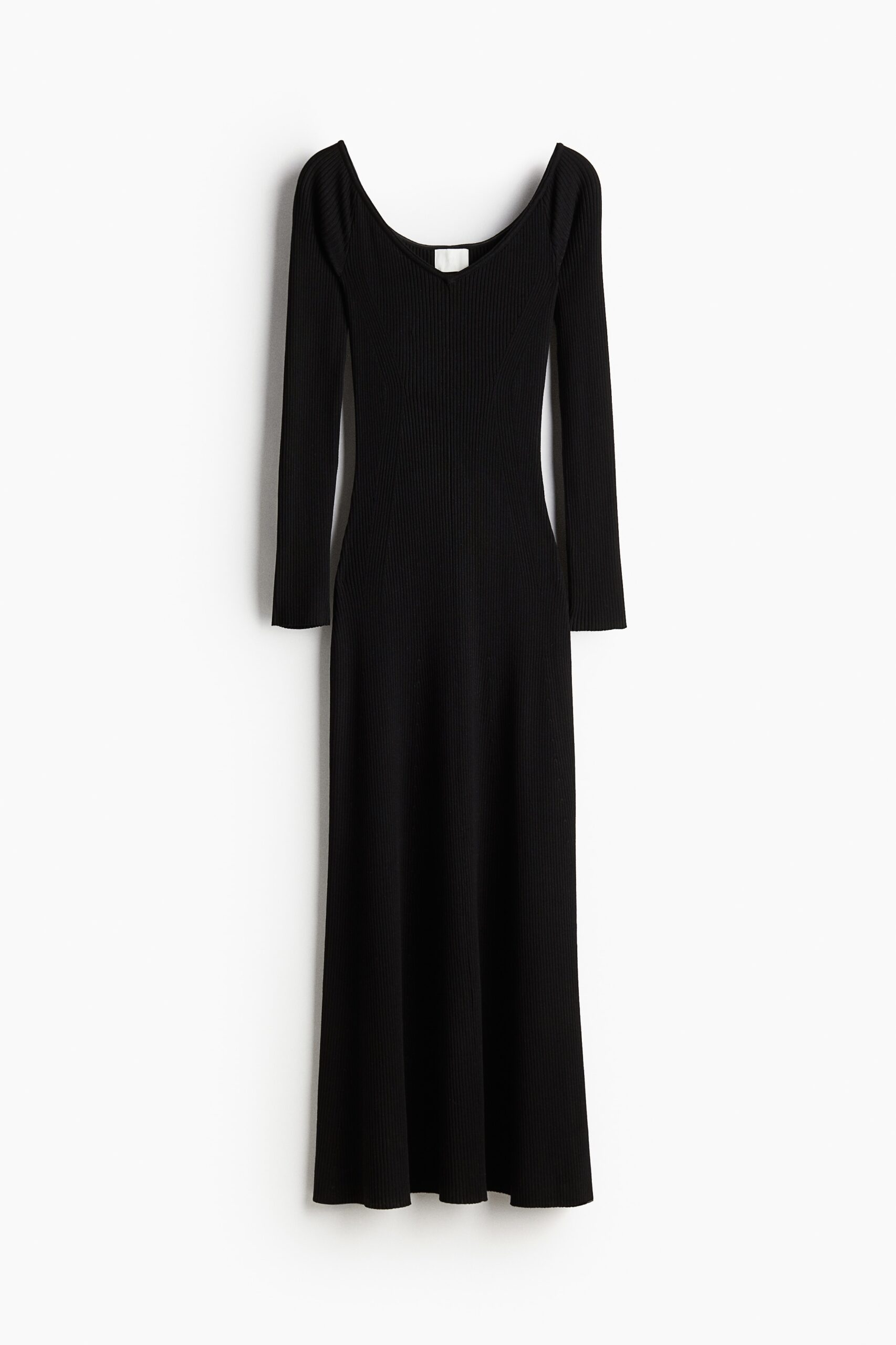 H & M - Ribgebreide off-the-shoulderjurk - Zwart H & M - Ribgebreide off-the-shoulderjurk - Zwart