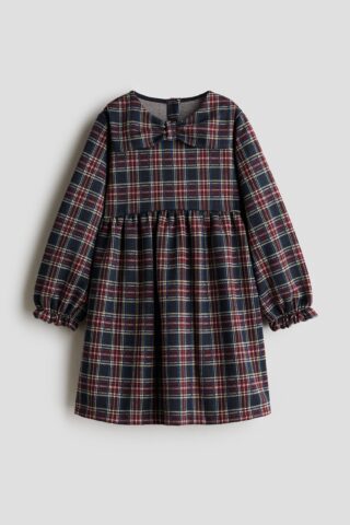 H & M - Geruite tricot jurk - Donkerblauw/Geruit
