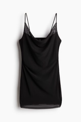H & M - Gedrapeerde jurk van mesh - Zwart