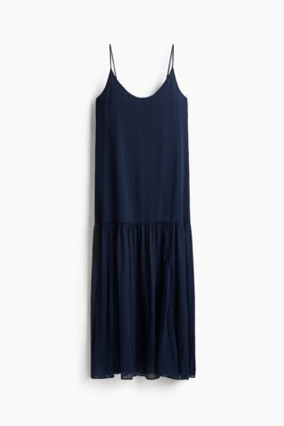 H & M - Maxi-jurk van chiffon - Marineblauw