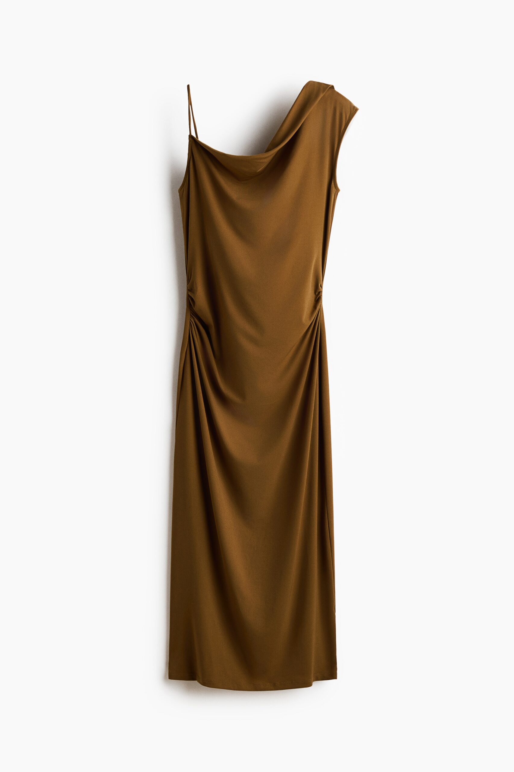 H & M - Asymmetrische tricot jurk - Donkerbeige