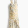 H & M - MAMA Chiffon volantjurk met sjaal - Geel/Bloemen