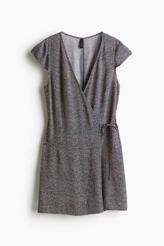 H & M - Overslagjurk - Marineblauw/Bloemen