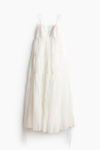 H & M - A-linejurk met drawstrings - Wit