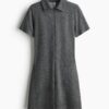 H & M - Tricot jurk met kraag - Grijs Gemêleerd/Krijtstreep