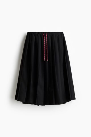 H & M - Plooirok met drawstring - Zwart