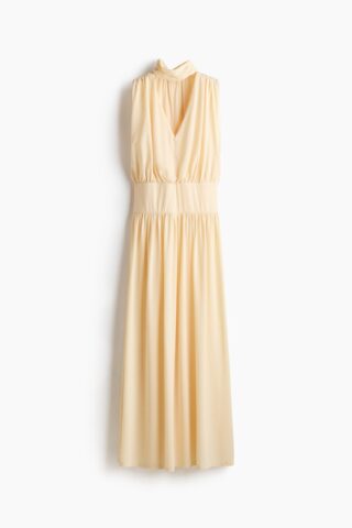 H & M - Gedrapeerde midi-jurk - Lichtgeel
