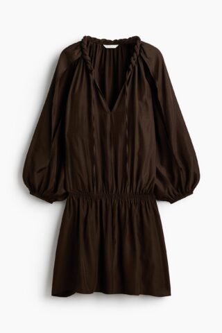 H & M - Tuniekjurk met gevlochten detail - Donker Kakigroen