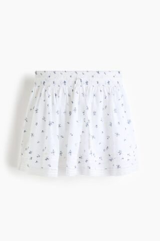 H & M - Rok van plumetiskatoen - Wit/Blauwe Bloemen