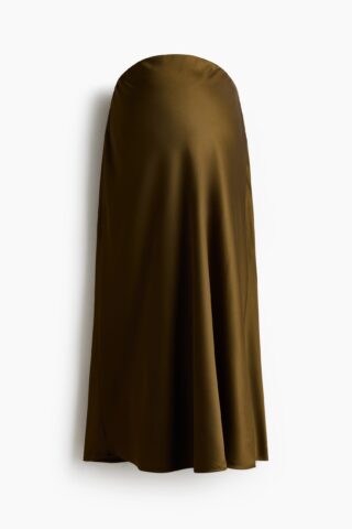 H & M - MAMA Satijnen slip-on rok - Donker Kakigroen