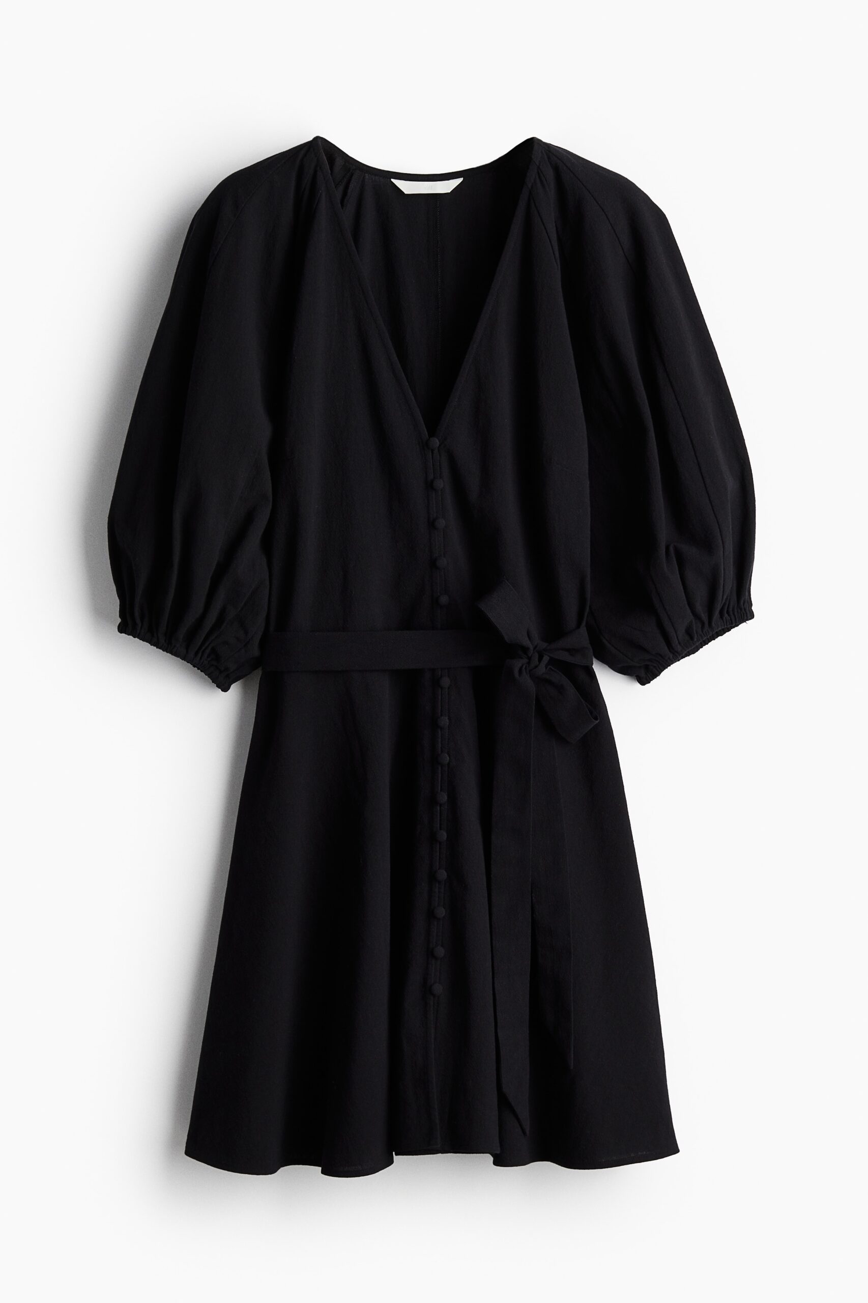 H & M - Katoenen jurk met strikceintuur - Zwart H & M - Katoenen jurk met strikceintuur - Zwart