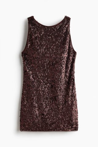 H & M - Jurk met pailletten - Chocopruimenpaars