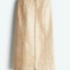 H & M - Gecoate rok met rits - Beige/Slangenleerdessin