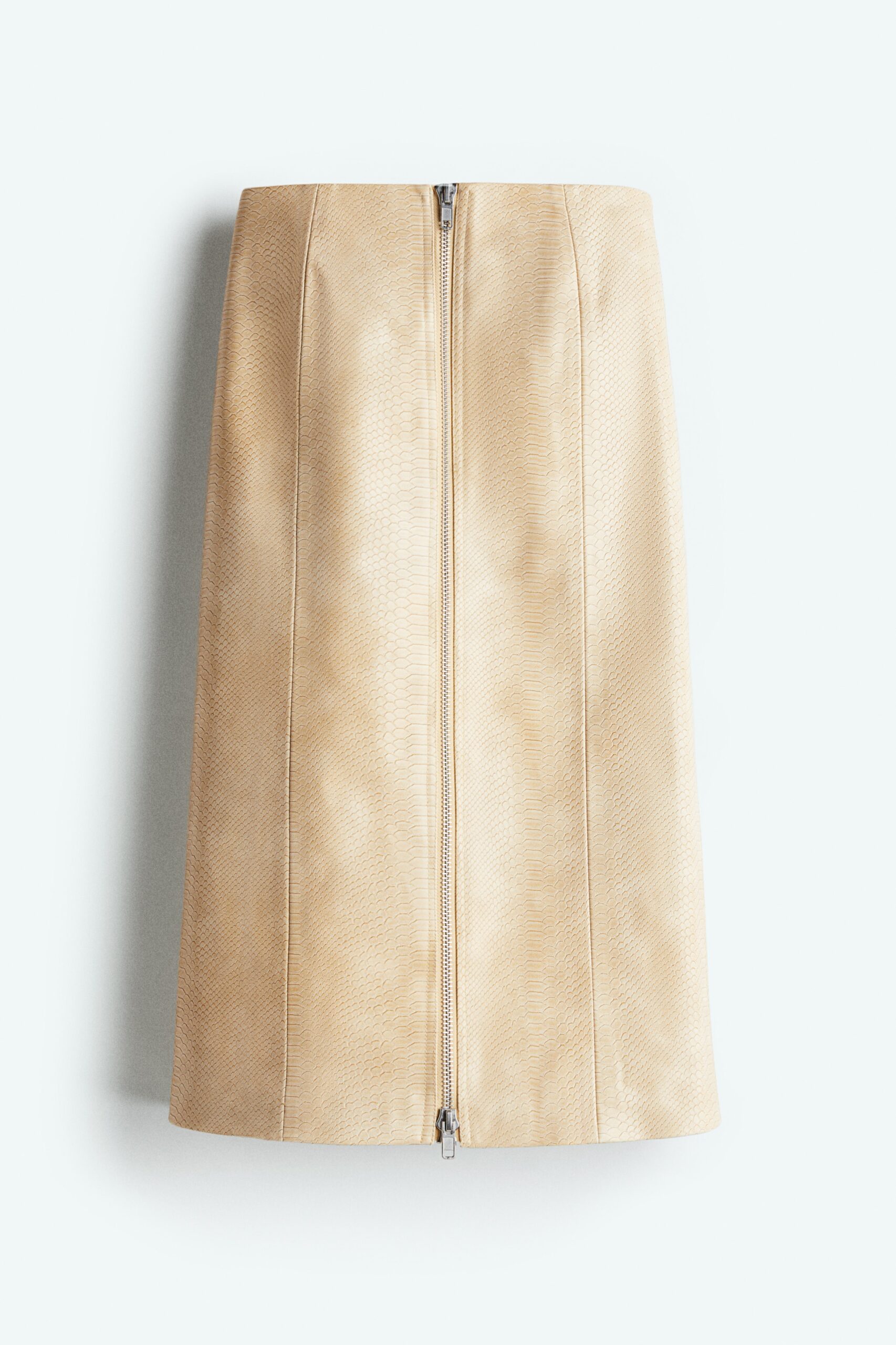 H & M - Gecoate rok met rits - Beige/Slangenleerdessin