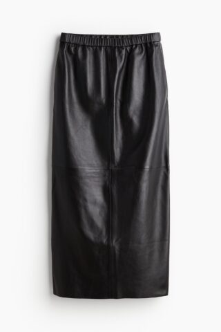 H & M - Leren kokerrok - Zwart