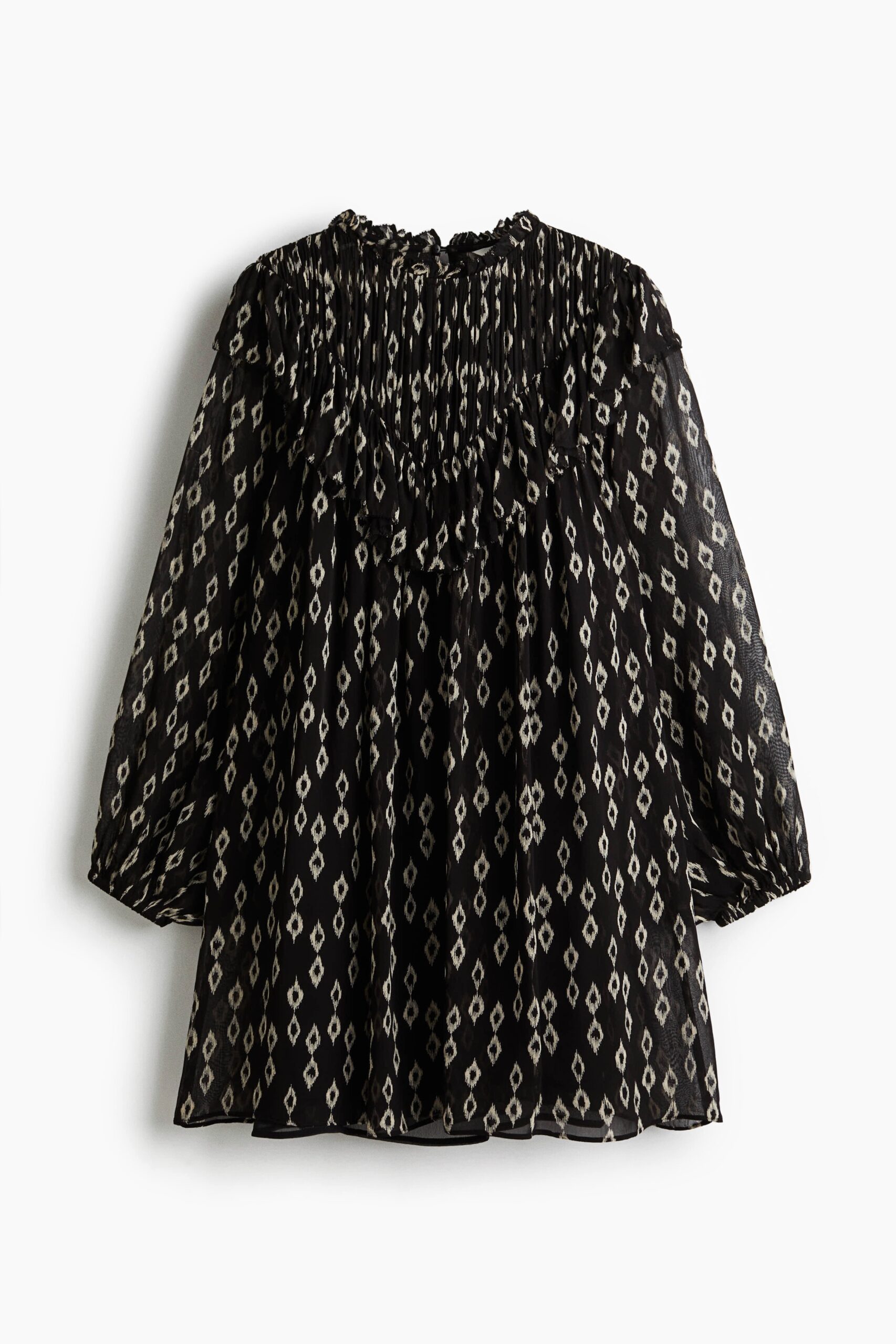 H & M - Tuniekjurk met volants - Black/Patterned