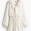 H & M - Jurk met volants - Lichtbeige