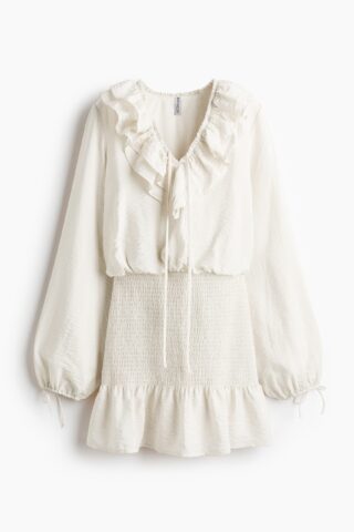 H & M - Jurk met volants - Lichtbeige