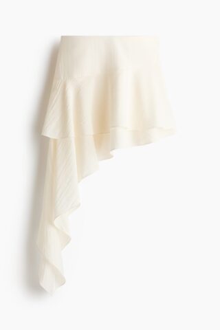 H & M - Gedrapeerde volantrok - Roomwit