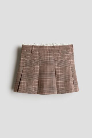 H & M - Plooirok - Beige/Geruit
