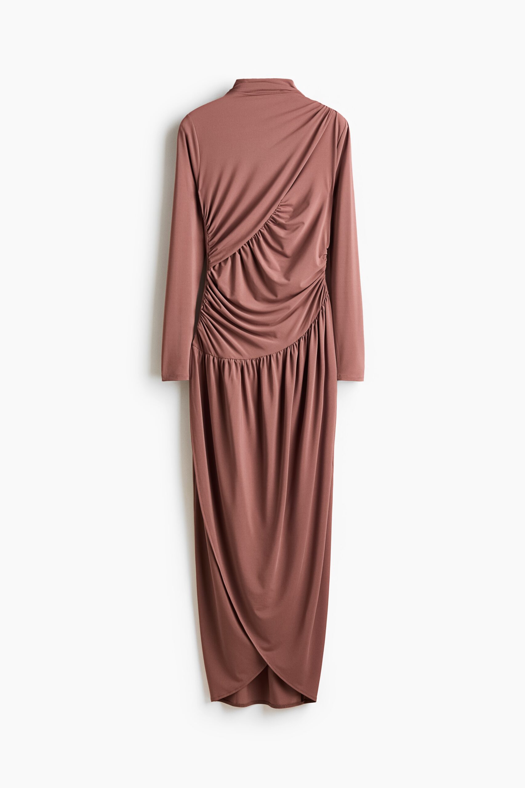 H & M - Gedrapeerde tricot jurk - Dusty Donkerroze