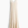 H & M - Midi-jurk met gehaakte look - Lichtbeige