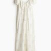 H & M - Maxi-jurk met strikbandjes - Roomwit/Bloemen