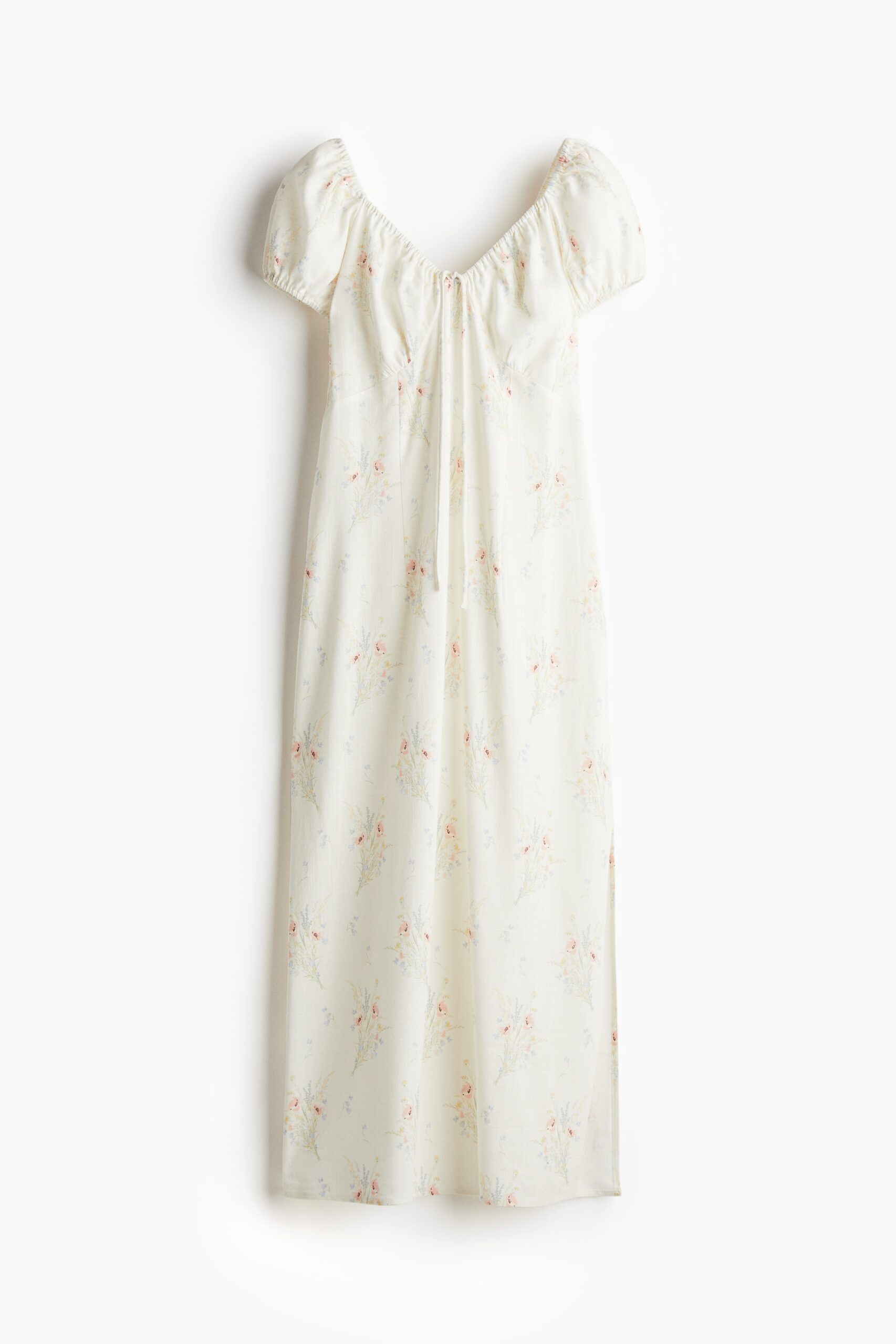 H & M - Maxi-jurk met strikbandjes - Roomwit/Bloemen H & M - Maxi-jurk met strikbandjes - Roomwit/Bloemen