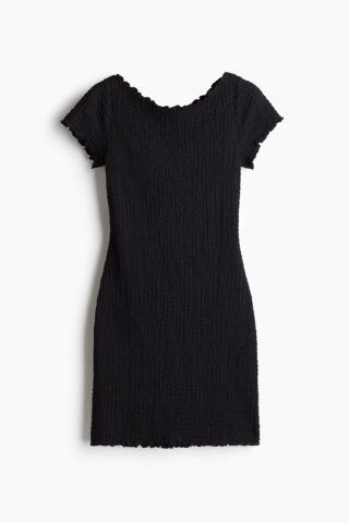 H & M - Crinklejurk met overlockte randen - Zwart