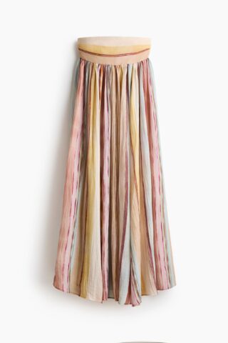 H & M - Lange bandeaujurk - Lichtbeige/Gestreept